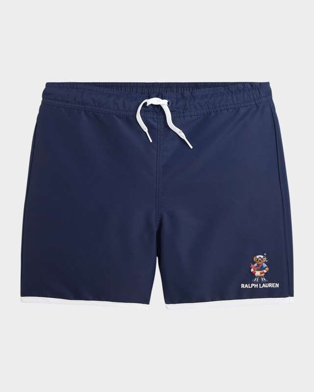 Boy's Polo Embroidered Swim Trunks, Size S-XL